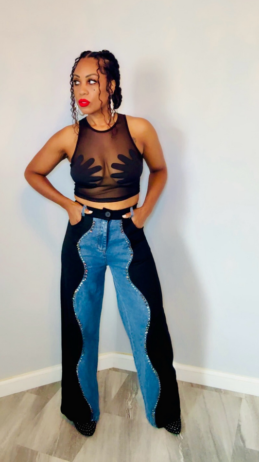Blinged Out Denim Pants
